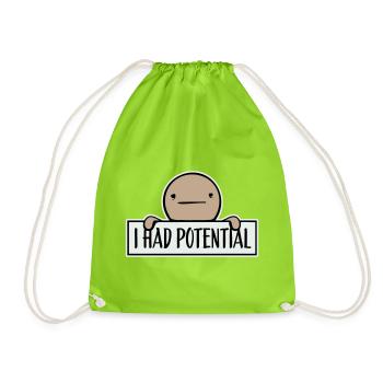I Had Potential Ich Hatte Potenzial Spruch Logo - Turnbeutel - Neongrün - Vorne
