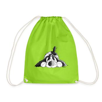 Happy English Cocker Spaniel - Dog - Drawstring Bag - neon green - Front