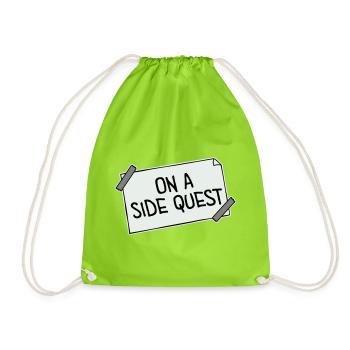 On A Side Quest Gaming Adventure Spruch Logo Text - Turnbeutel - Neongrün - Vorne