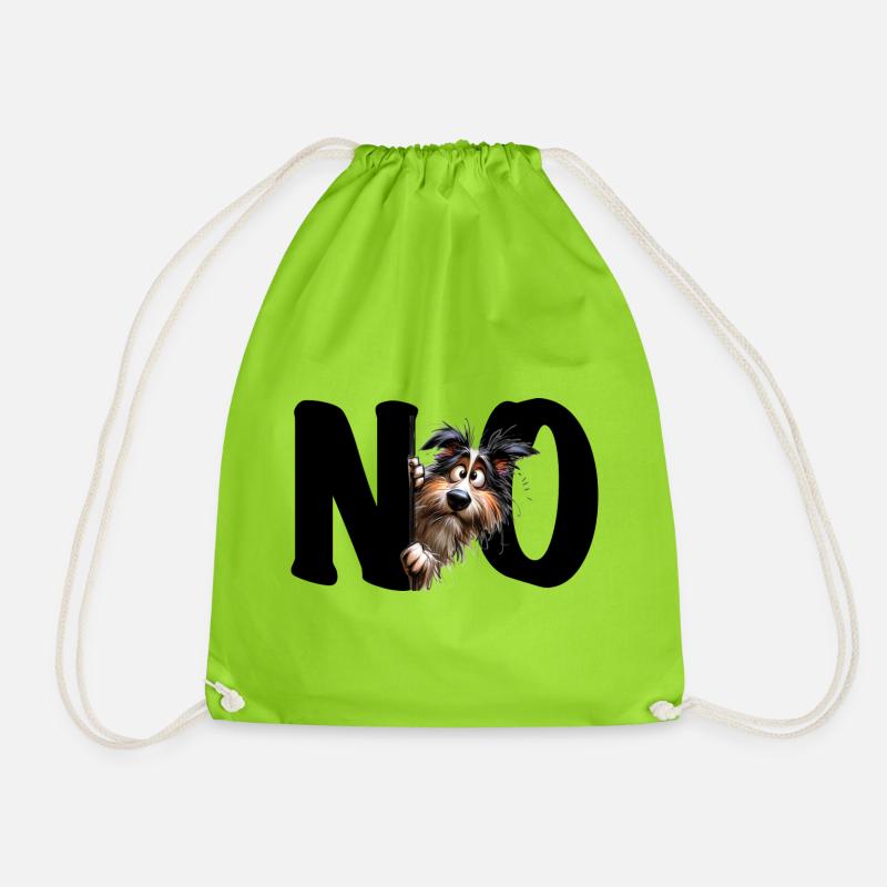 NO - Dog - No - Nope - Nope - Statement - Drawstring Bag - neon green