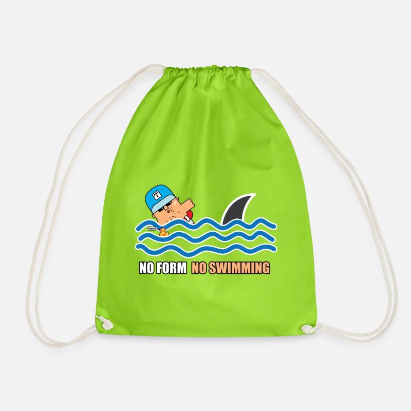 No Form No Swimming Cartoon - Drawstring Bag - neon green