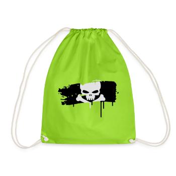 pirate flag painted with a brush stroke - Drawstring Bag - neon green - Front