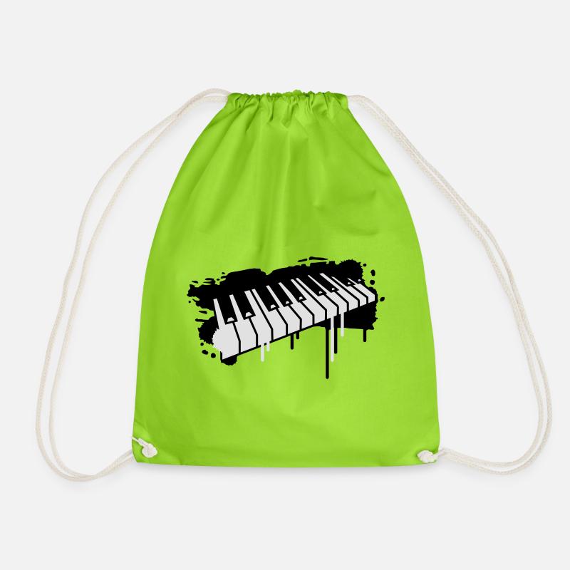 Piano keyboard in graffiti style - Drawstring Bag - neon green