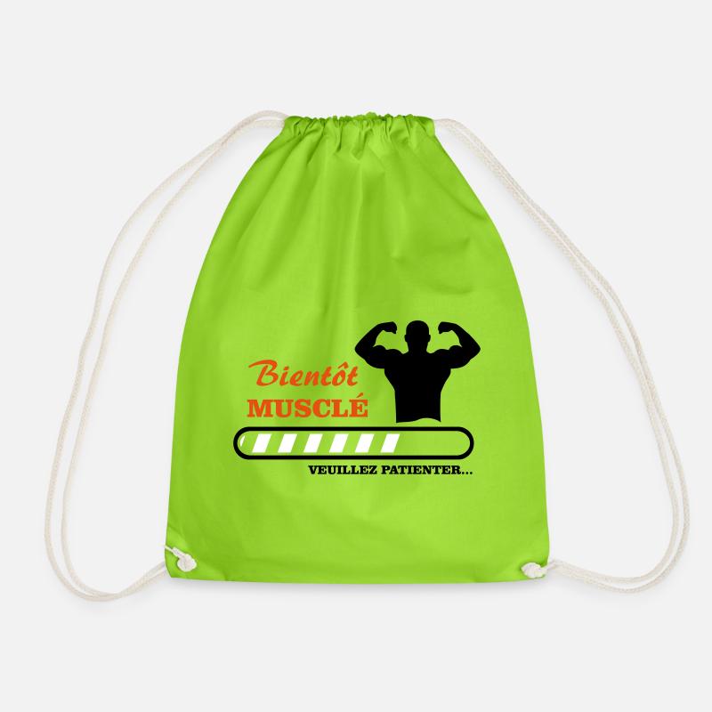 soon to be muscular - Drawstring Bag - neon green
