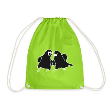 Minimalist Raven Duo - Drawstring Bag - neon green - Front