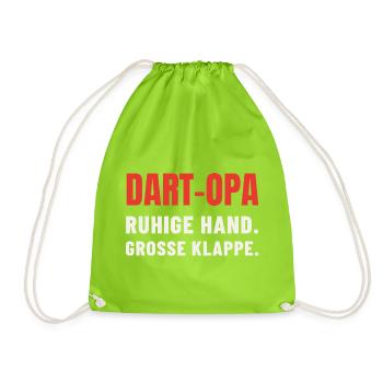 Dart Opa Geschenk: Ruhige Hand, große Klappe - Turnbeutel - Neongrün - Vorne