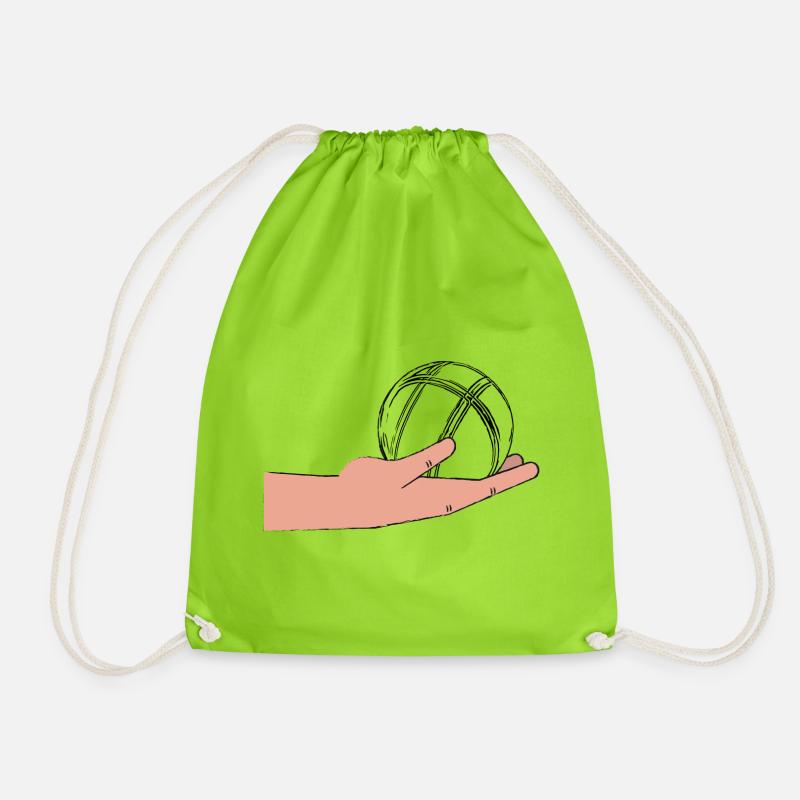 Boule hand with boule ball - Drawstring Bag - neon green