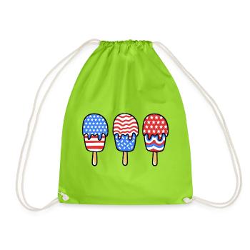 Eis am Stiel amerikanische Flagge 4. Juli - Turnbeutel - Neongrün - Vorne