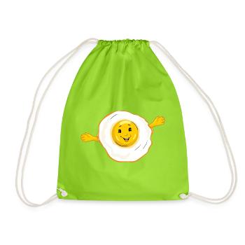 Cartoon_smiling_fried_egg - Turnbeutel - Neongrün - Vorne