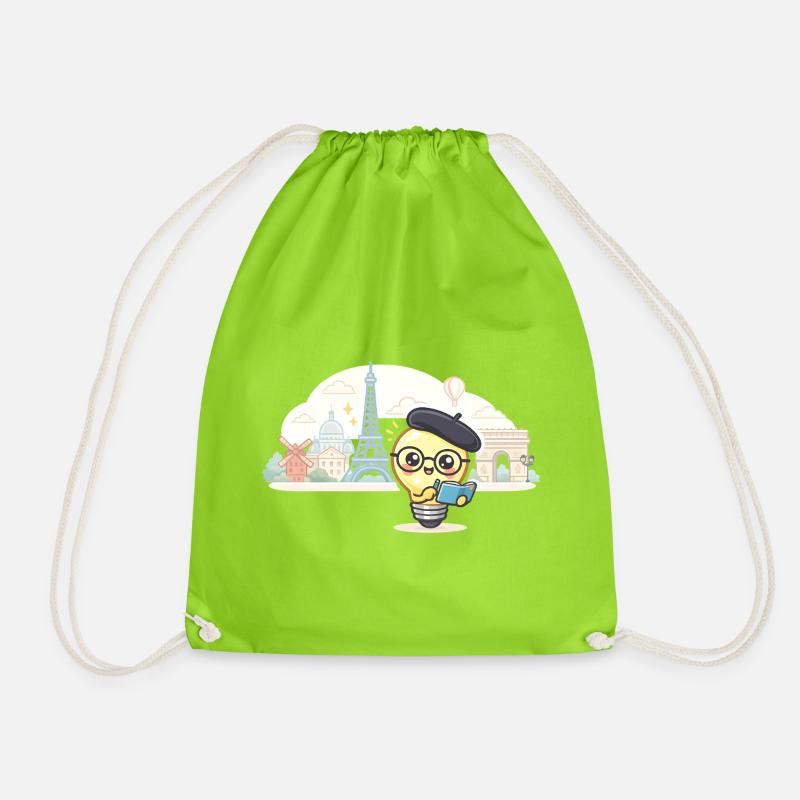 Parisian Lightbulb Scholar - Drawstring Bag - neon green