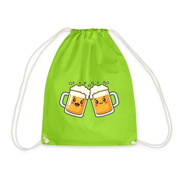 Prost Mahlzeit – Bierkrüge Wiesen Bierfest - Turnbeutel - Neongrün - Vorne