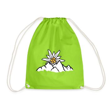 Sun mountain flower Edelweiss - Drawstring Bag - neon green - Front