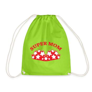 Super Mom - Mother's Day - Drawstring Bag - neon green - Front