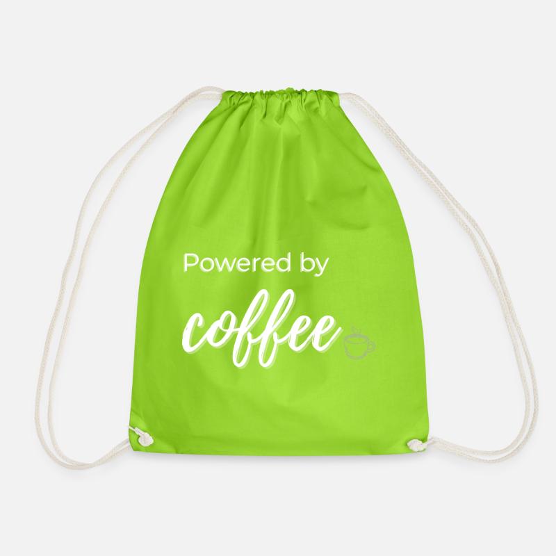 Powered by Coffee - Drawstring Bag - neon green