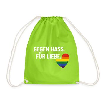 Pride Geschenk Gegen Hass Für Liebe Fans - Turnbeutel - Neongrün - Vorne