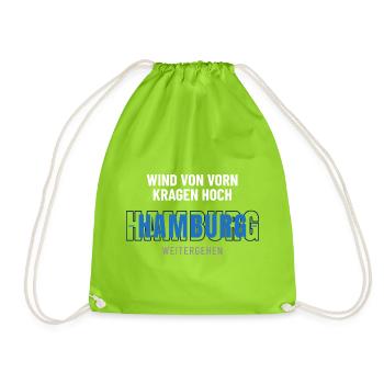 Hamburg Wind von vorn Kragen hoch weitergehen - Turnbeutel - Neongrün - Vorne