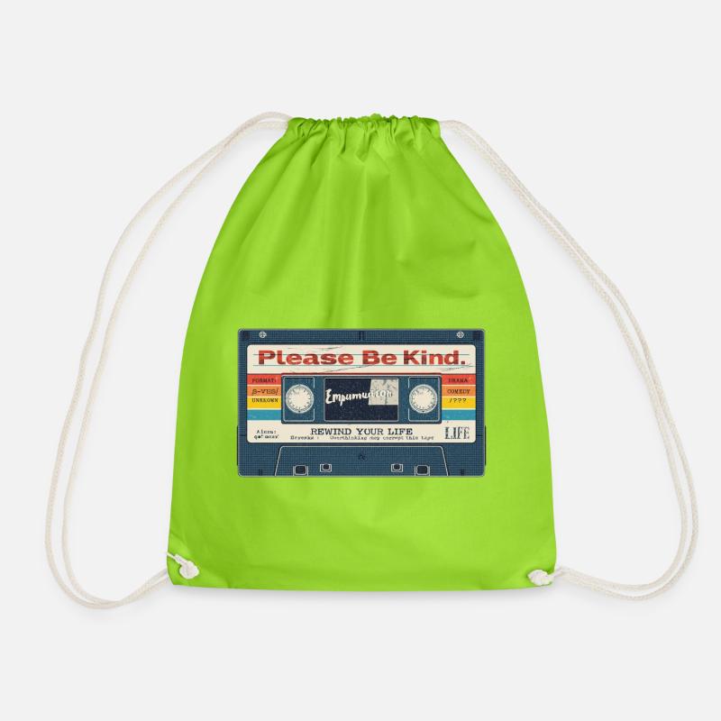 Please Be Kind Tape Aesthetic - Drawstring Bag - neon green