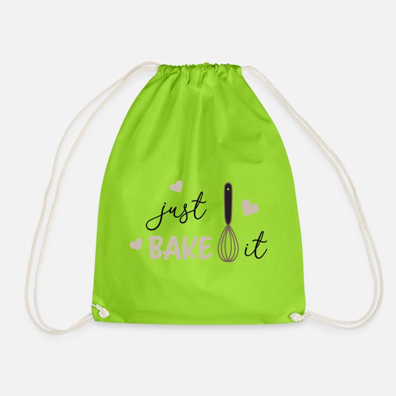 Backe es einfach lustig Backliebhaber Küchen-Tee - Turnbeutel - Neongrün