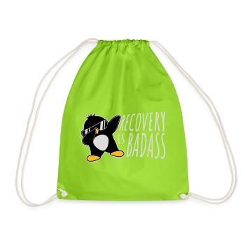 Recovery Is Badass Pinguin Dabbing Dab Dance Pose - Turnbeutel - Neongrün - Vorne