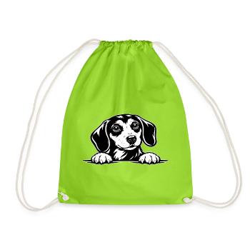 Portrait du teckel à la patte - Sac de sport léger - vert néon - Devant