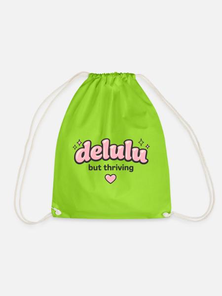Delulu Thriving Logo - Drawstring Bag - neon green