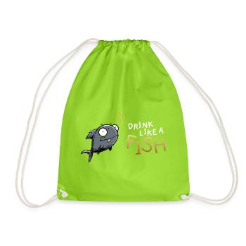 Dessin animé Drink Like a Fish - Sac de sport léger - vert néon - Devant