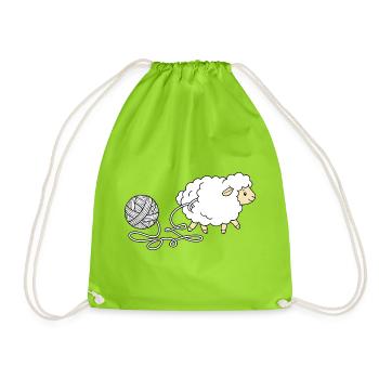 Yarn Sheep – süßes Häkelliebhaber-Strickgeschenk - Turnbeutel - Neongrün - Vorne
