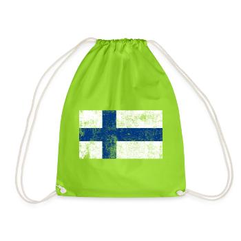 Drapeau de la Finlande Drapeau Grunge Retro Vintage - Sac de sport léger - vert néon - Devant