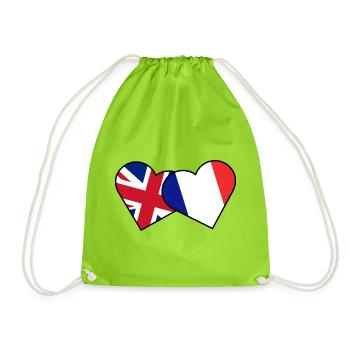 Britisches Erbe Französische Flagge Britische Flagge - Turnbeutel - Neongrün - Vorne