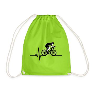 Road Bike Heartbeat ECG - Drawstring Bag - neon green - Front