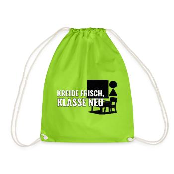 Geschenk für Lehrkräfte zum Start an neuer Schule - Turnbeutel - Neongrün - Vorne