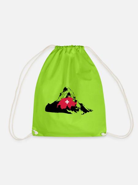Schweiz / Matterhorn - Turnbeutel - Neongrün