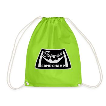 Summer Camp Champ Fun Kids Outdoor Adventure - Drawstring Bag - neon green - Front