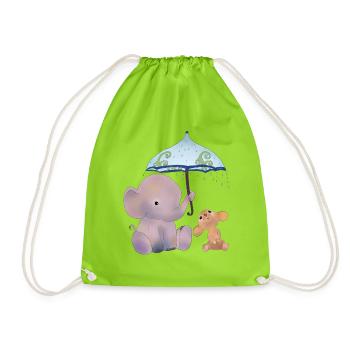 Maus und Elefant - Turnbeutel - Neongrün - Vorne