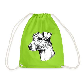 Fox Terrier Smooth Hair Portrait - Drawstring Bag - neon green - Front