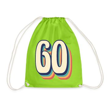 Vintage Retro T-Shirt Nummer 60 Sixty - Turnbeutel - Neongrün - Vorne