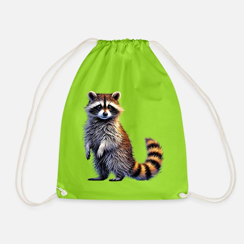 Waschbär - Turnbeutel - Neongrün
