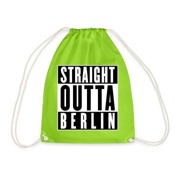 Straight outta Berlin (änderbare Farben) - Turnbeutel - Neongrün - Vorne