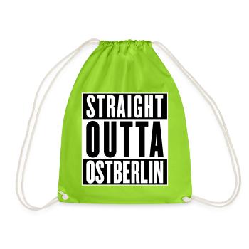 Straight outta Ostberlin (Farbe änderbar) - Turnbeutel - Neongrün - Vorne
