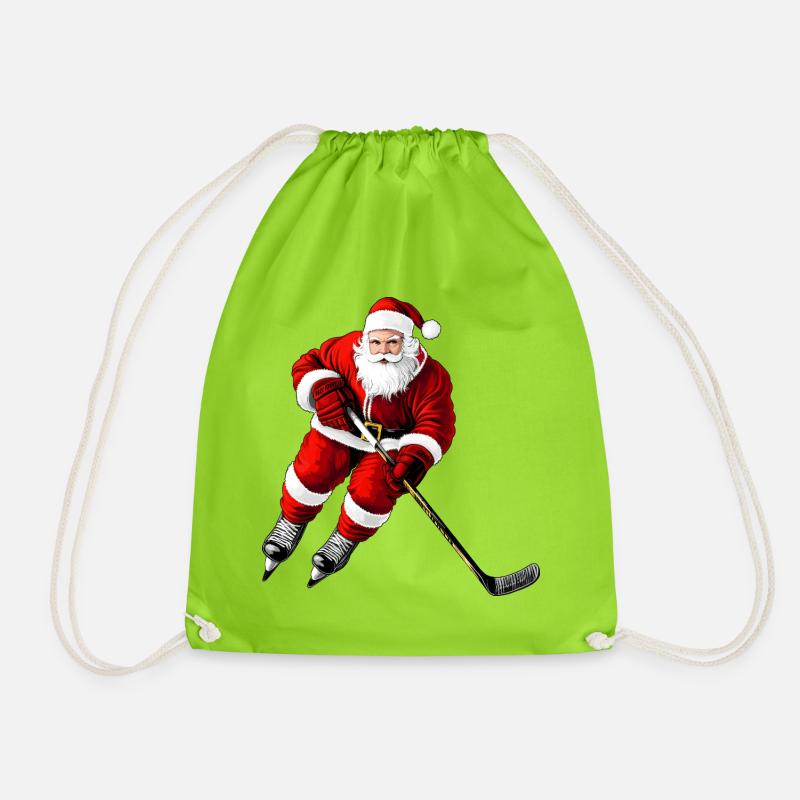 Weihnachten Eishockeyspieler - Turnbeutel - Neongrün