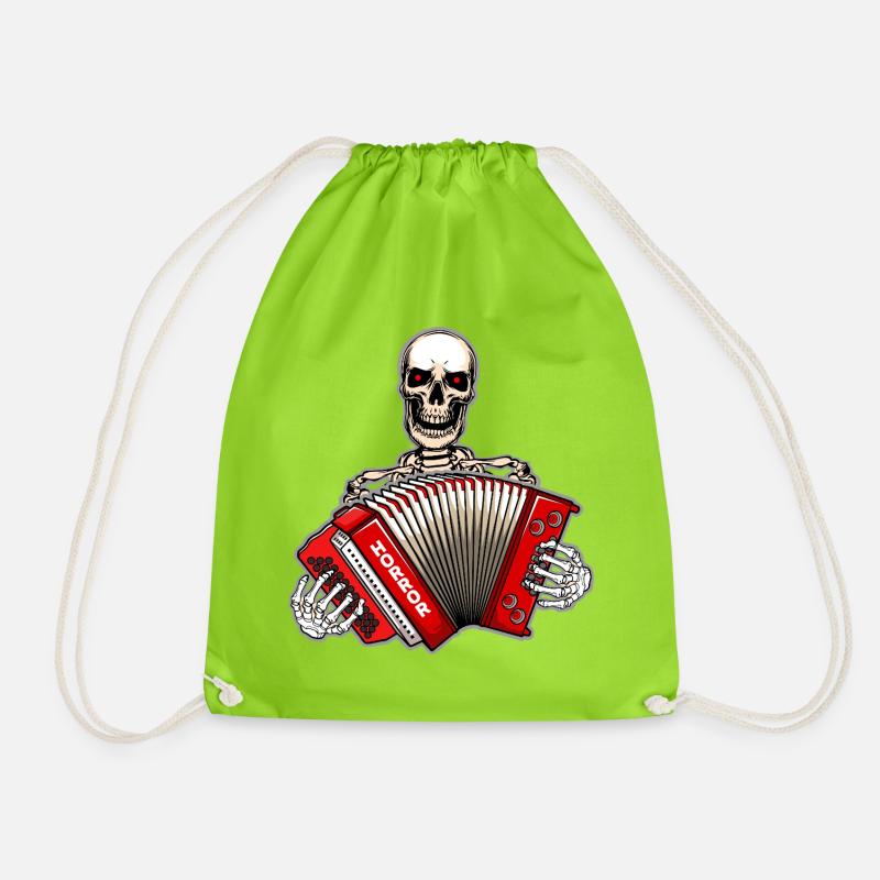 Steirische Harmonika Skelett - Turnbeutel - Neongrün