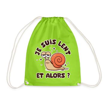 T-shirt drole escargot lent humour bureau - Sac de sport léger - vert néon - Devant