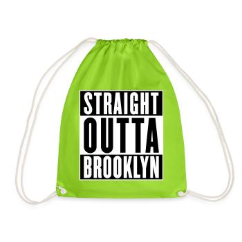 Straight outta Brooklyn (changeable colors) - Drawstring Bag - neon green - Front