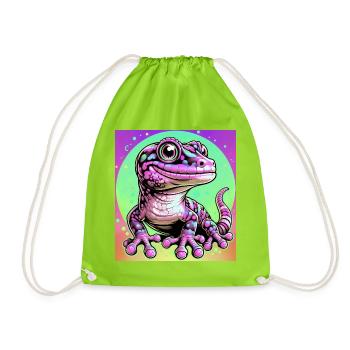 Gecko - Drawstring Bag - neon green - Front