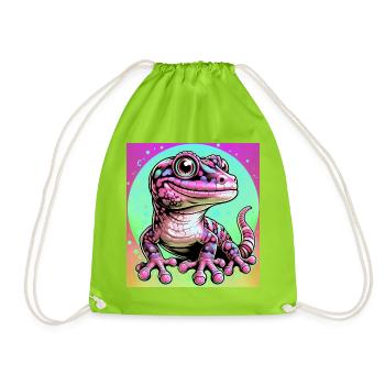 Gecko - Drawstring Bag - neon green - Front
