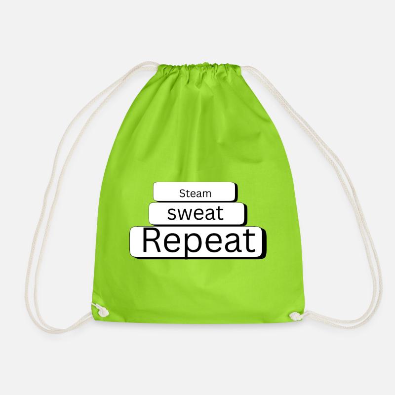 Sweat and Repetition - Drawstring Bag - neon green