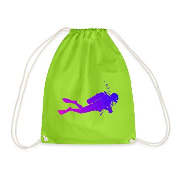 Great diving gift for diving - Drawstring Bag - neon green - Front