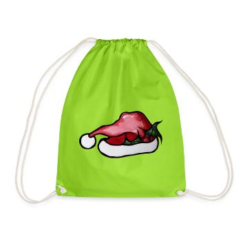 Crimson Lip Weihnachtsmannhut-Kunstwerk - Turnbeutel - Neongrün - Vorne