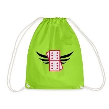 Domino / Dominoes / Game / Gamer / Puzzle - Drawstring Bag - neon green - Front