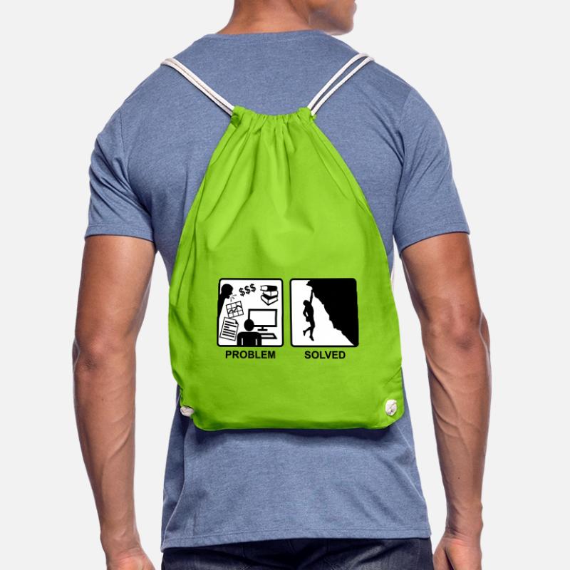 Climbing solves problems Drawstring Bag